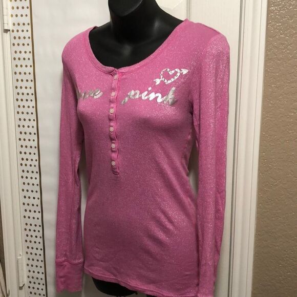 Pink glitter Shimmer metallic foil sparkle Top by Victoria Secret - Picture 2 of 5